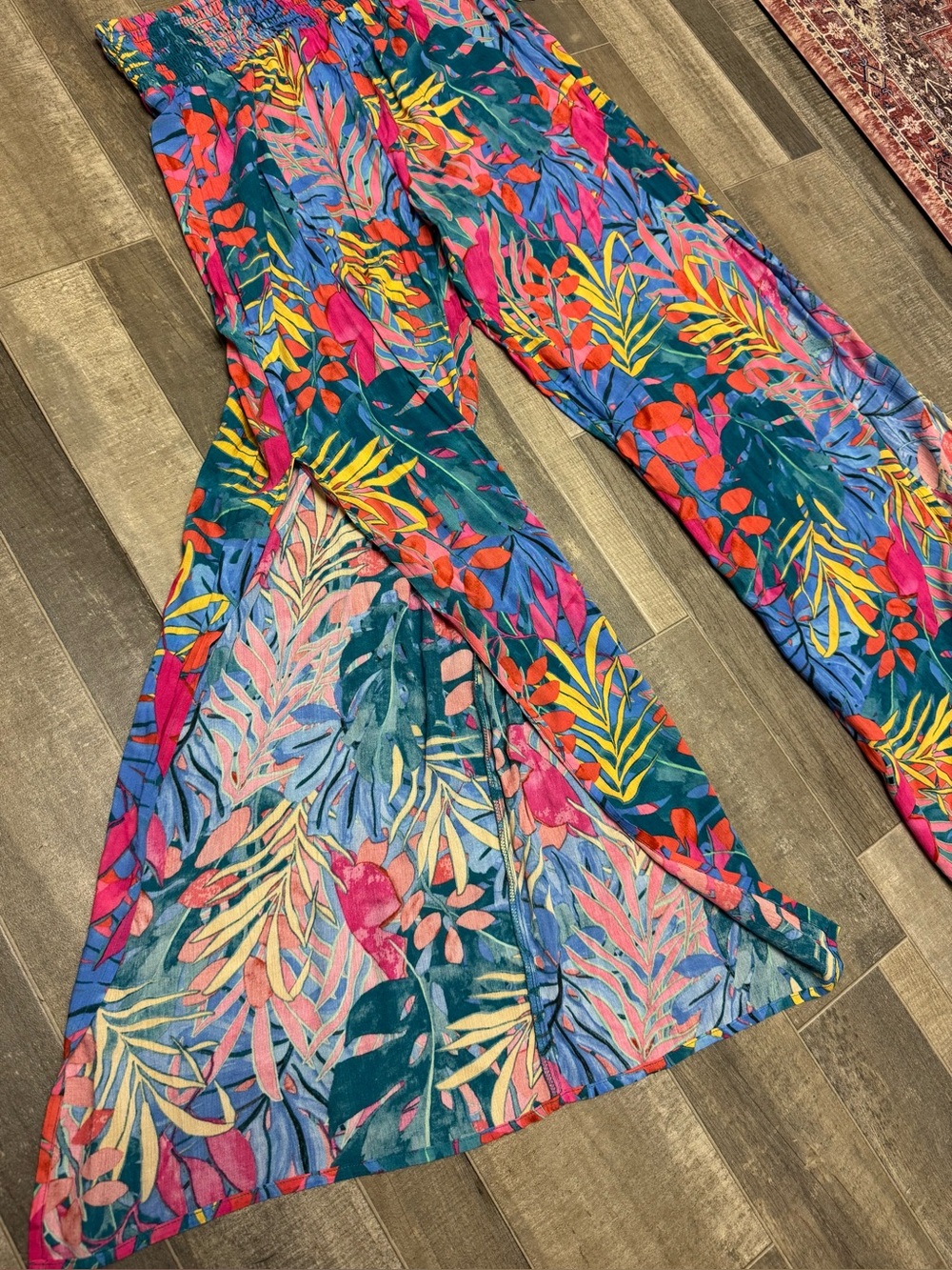 NWT-Kona Sol Women’s Tropical Wide-Leg Split Pants Boho Travel Beach Size Small - Picture 6 of 12